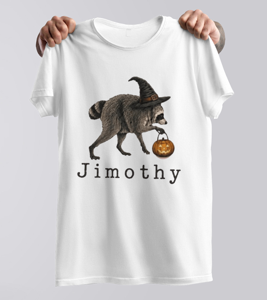 Jimothy Raccoon Witch Hat Pumpkin Halloween T-Shirt