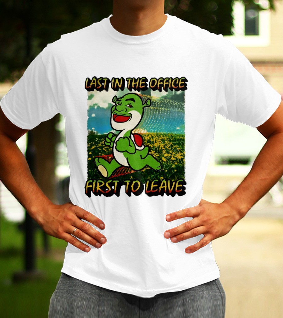 Last In The Office First To Leave Shrek Yoshi Humor T-Shirt