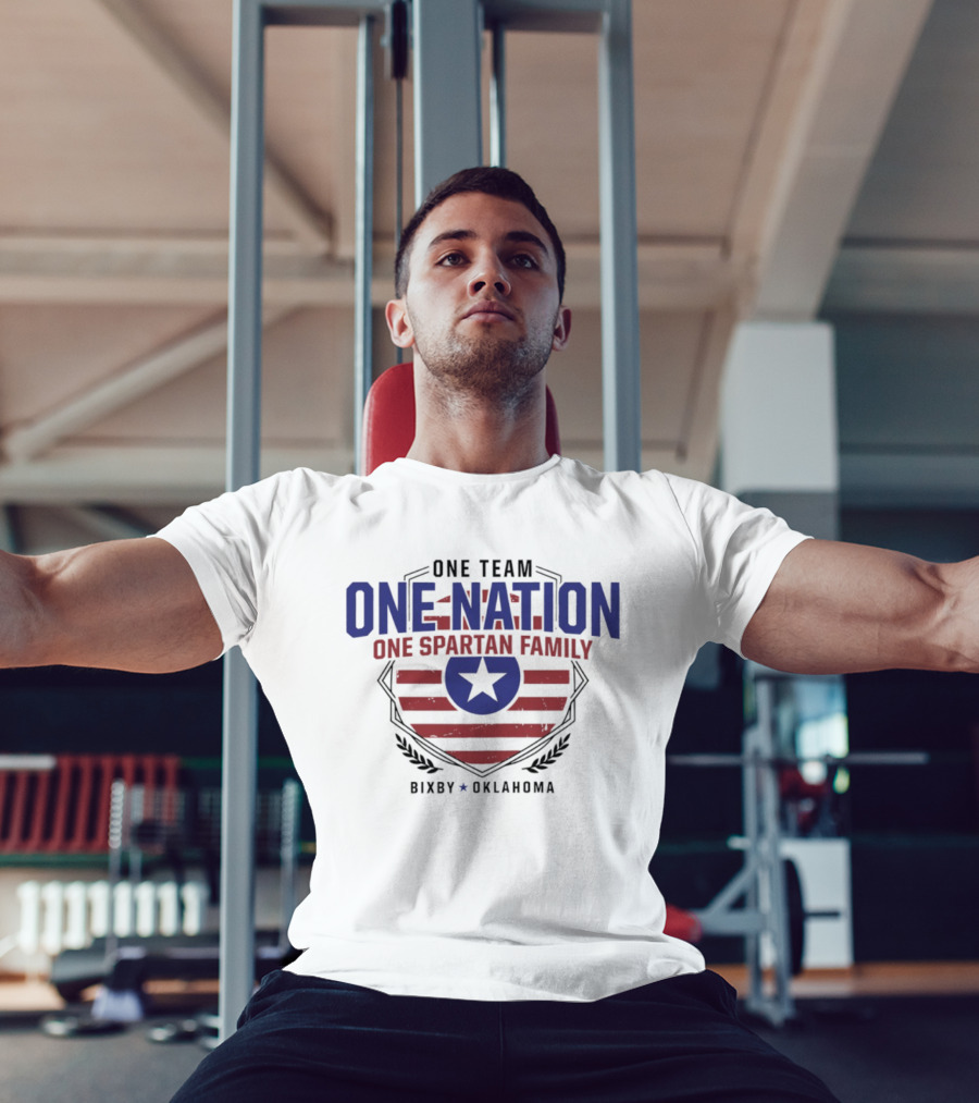 One Team One Nation One Spartan Family Bixby Oklahoma Star Shield T-Shirt