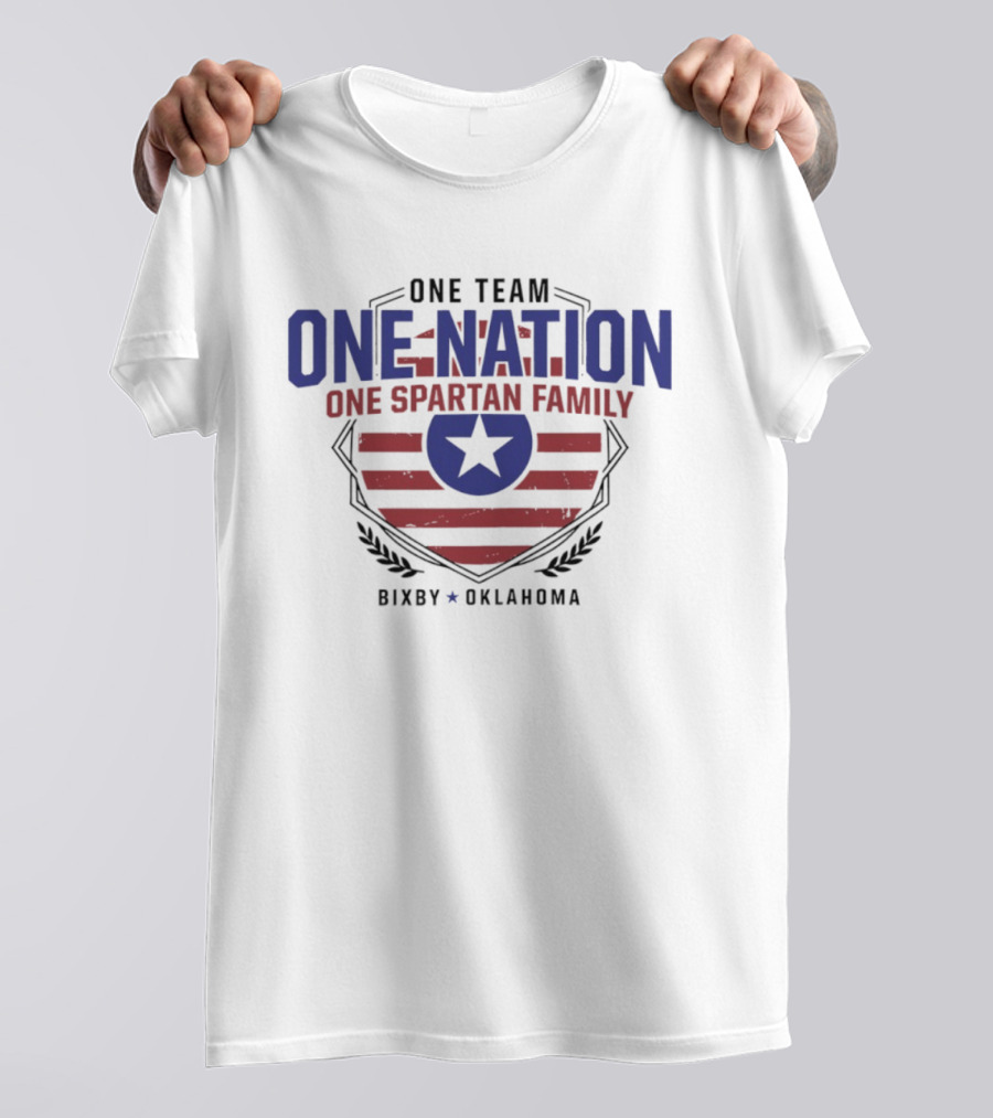 One Team One Nation One Spartan Family Bixby Oklahoma Star Shield T-Shirt