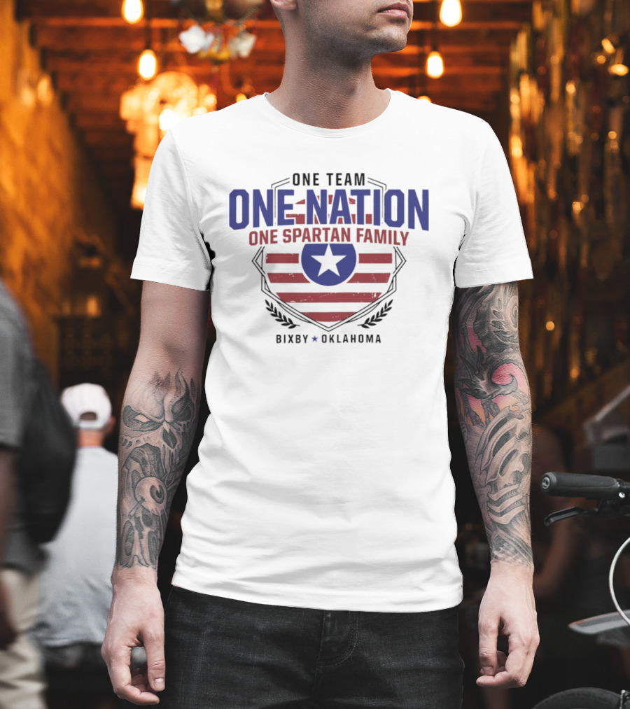 One Team One Nation One Spartan Family Bixby Oklahoma Star Shield T-Shirt