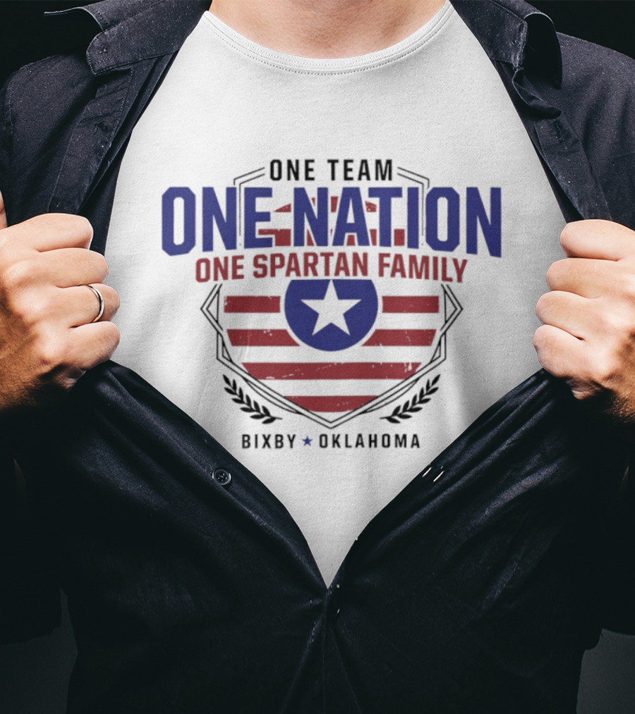 One Team One Nation One Spartan Family Bixby Oklahoma Star Shield T-Shirt