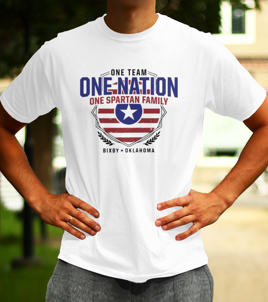 One Team One Nation One Spartan Family Bixby Oklahoma Star Shield T-Shirt