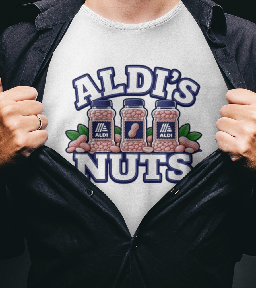 Aldi's Nuts Peanut Jars With Leaves T-Shirt