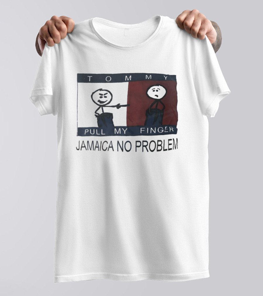 Tommy Pull My Finger Jamaica No Problem Stick Figure Comedy T-Shirt