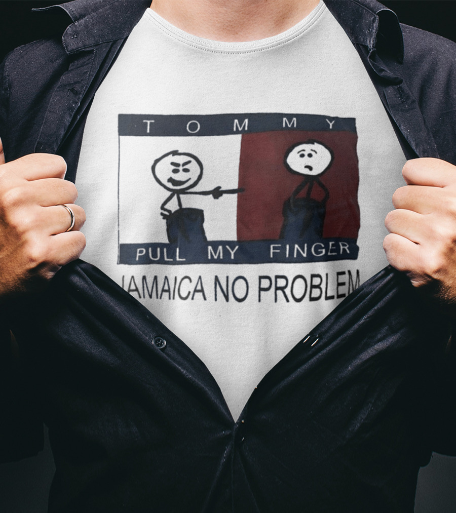 Tommy Pull My Finger Jamaica No Problem Stick Figure Comedy T-Shirt