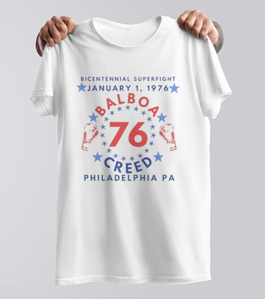 Rocky Balboa Vs Apollo Creed Bicentennial Superfight January 1 1976 Philadelphia PA T-Shirt