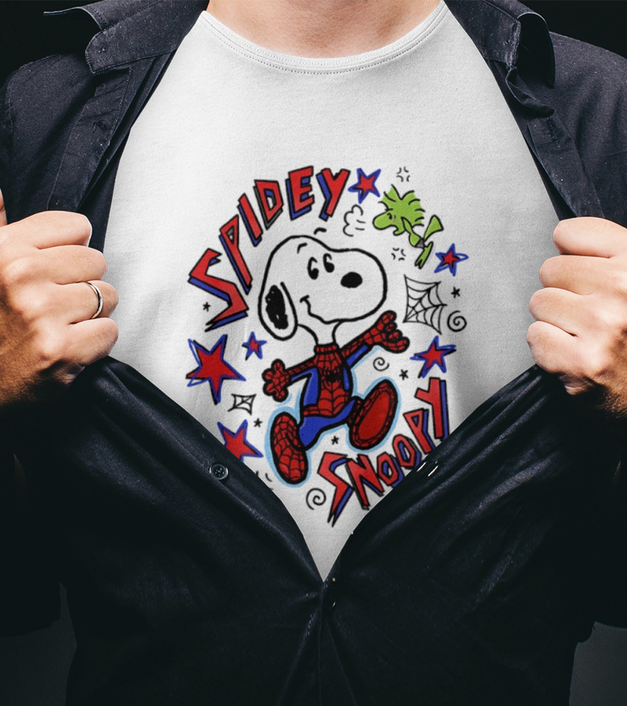 Spidey Snoopy Woodstock 2026 Crossover With Stars And Webs T-Shirt