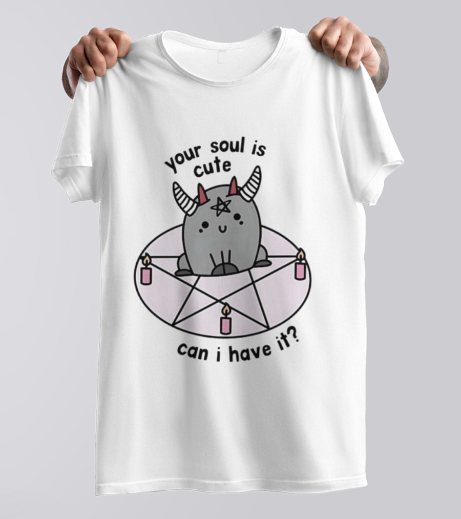 Your Soul Is Cute Can I Have It Pentagram Candles Kawaii Demon T-Shirt