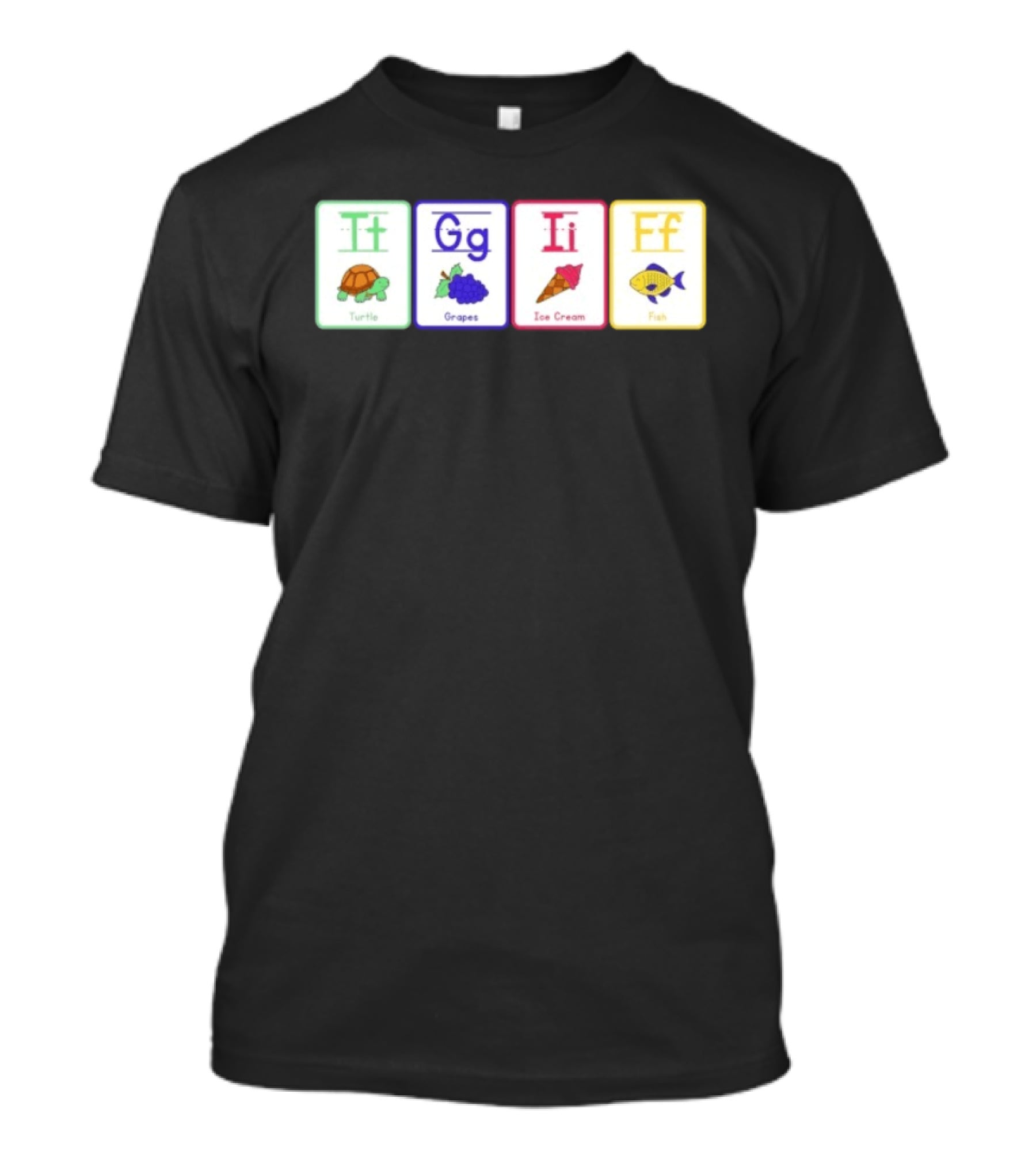 Alphabet Flashcards G I F Turtle Grapes Ice Cream Fish T-Shirt