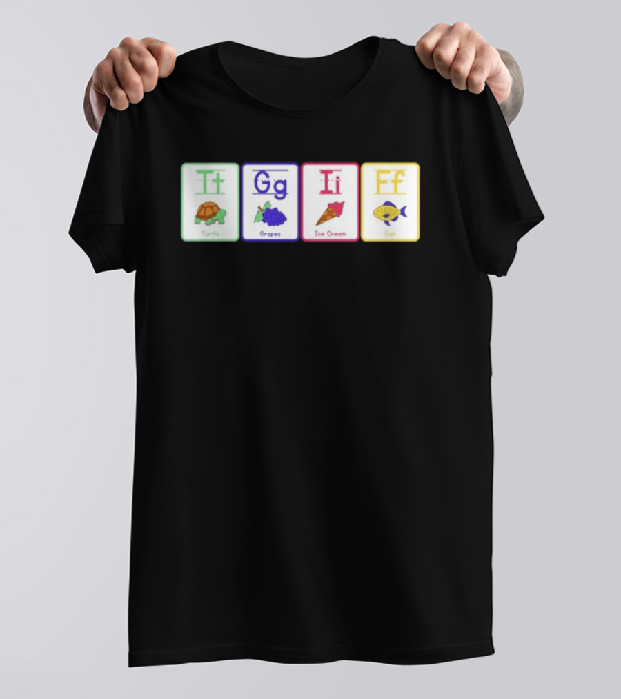 Alphabet Flashcards G I F Turtle Grapes Ice Cream Fish T-Shirt