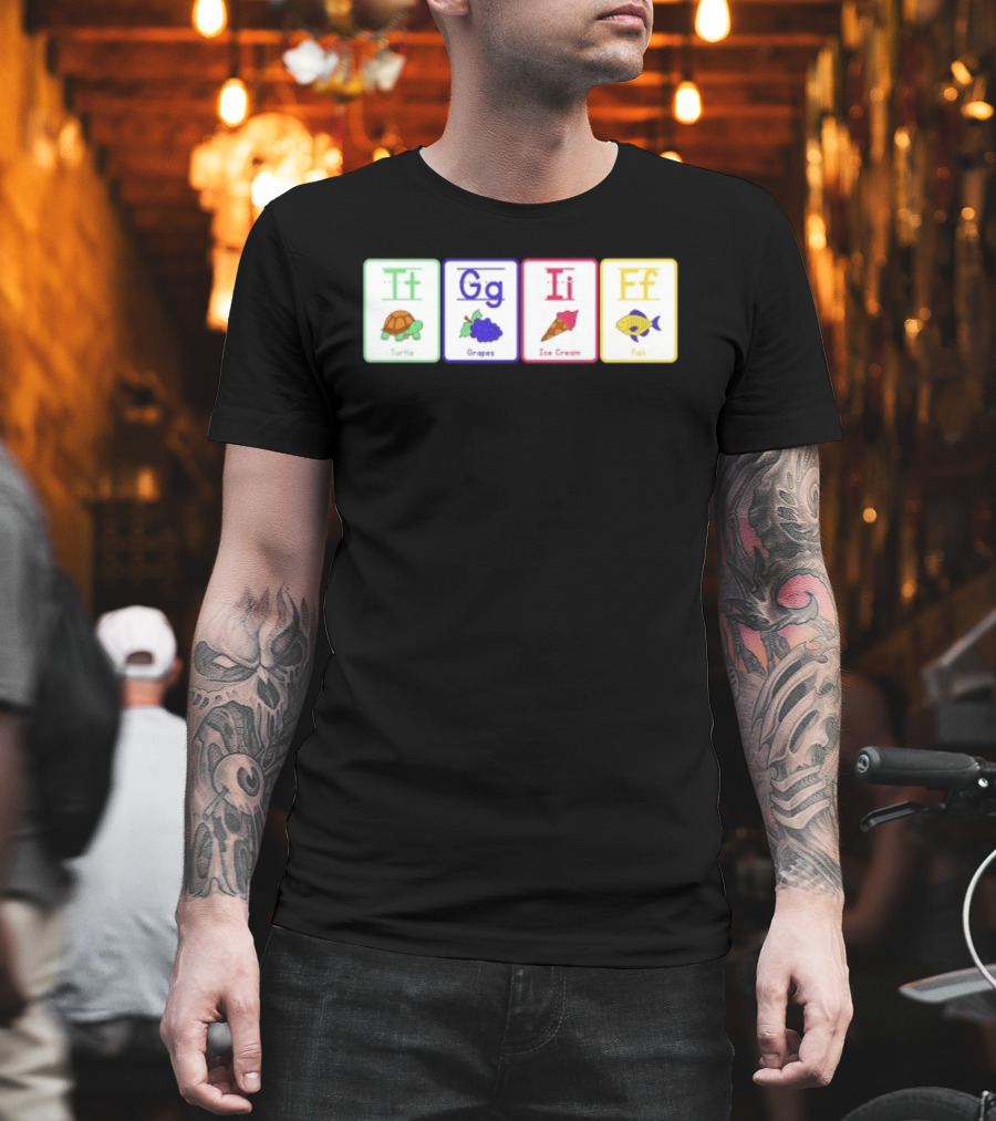 Alphabet Flashcards G I F Turtle Grapes Ice Cream Fish T-Shirt