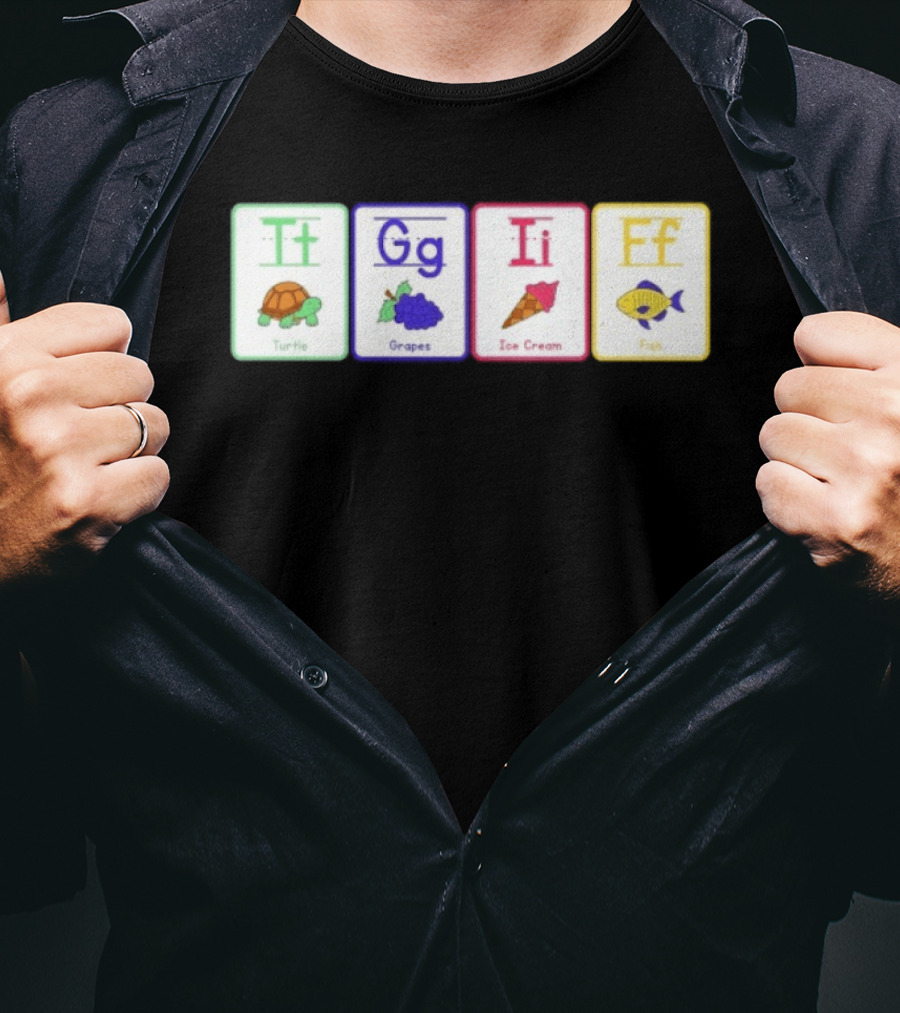 Alphabet Flashcards G I F Turtle Grapes Ice Cream Fish T-Shirt
