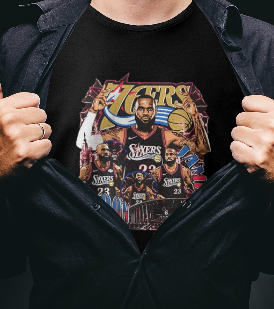 Philadelphia 76ers LeBron James 23 NBA Next Chapter 2 Sided T-Shirt