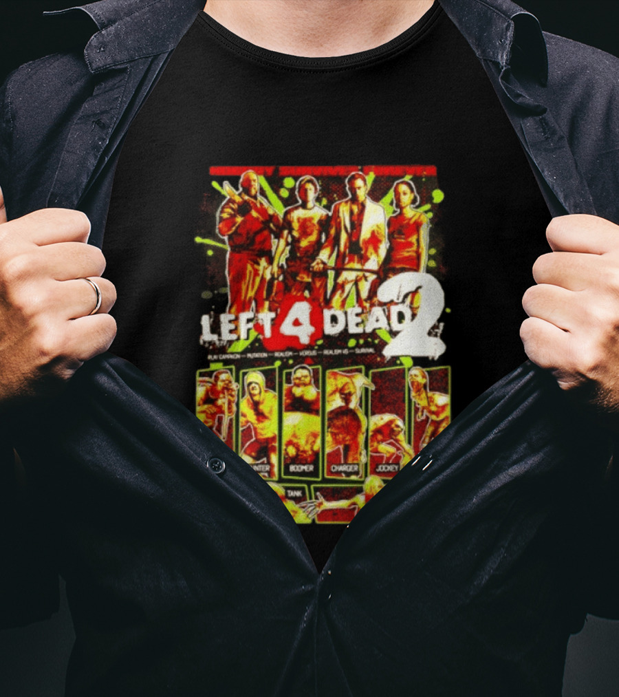 Left 4 Dead 2 Nobody Survives Forever Bill Zoey Francis Louis Hunter Boomer Charger Spitter Tank Witch T-Shirt