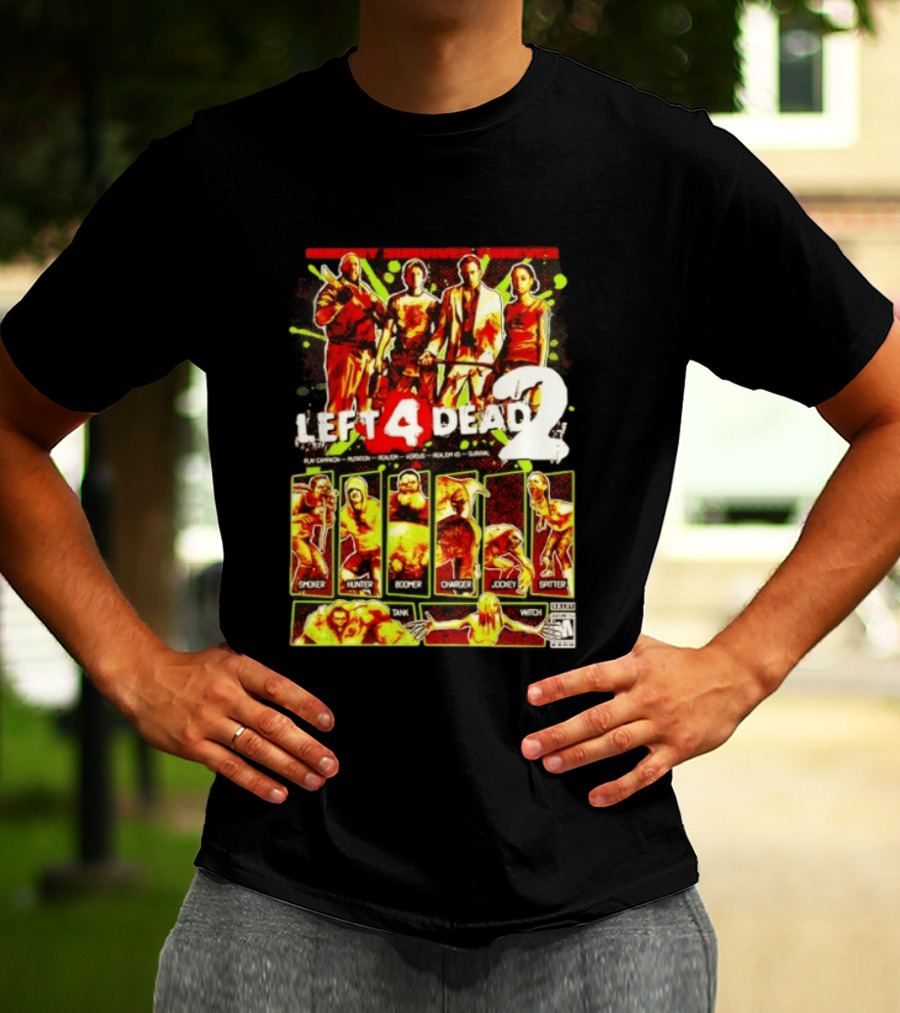 Left 4 Dead 2 Nobody Survives Forever Bill Zoey Francis Louis Hunter Boomer Charger Spitter Tank Witch T-Shirt