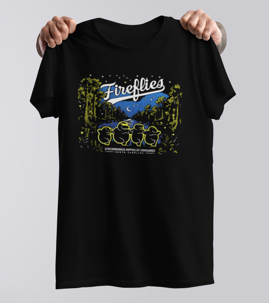 Columbia Fireflies Synchronized Hippo Congaree South Carolina 2026 Starry Night Forest T-Shirt