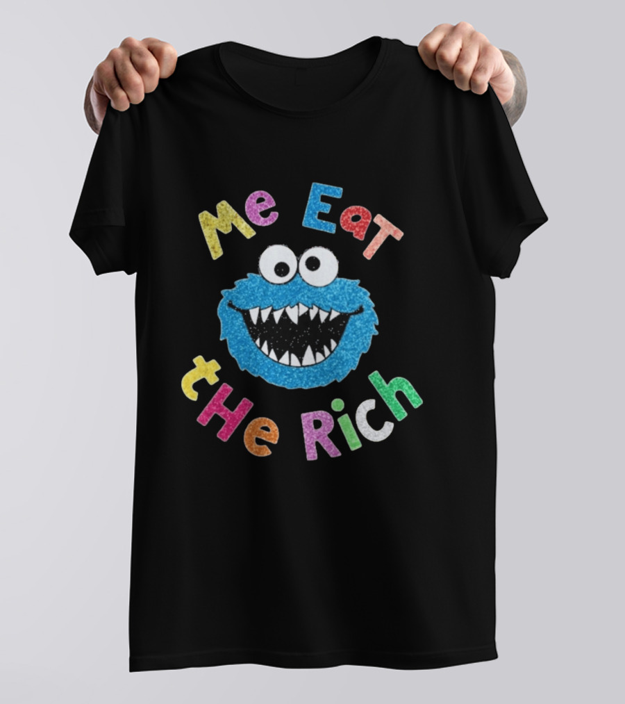 Me Eat The Rich Monster Face Colorful Letters T-Shirt