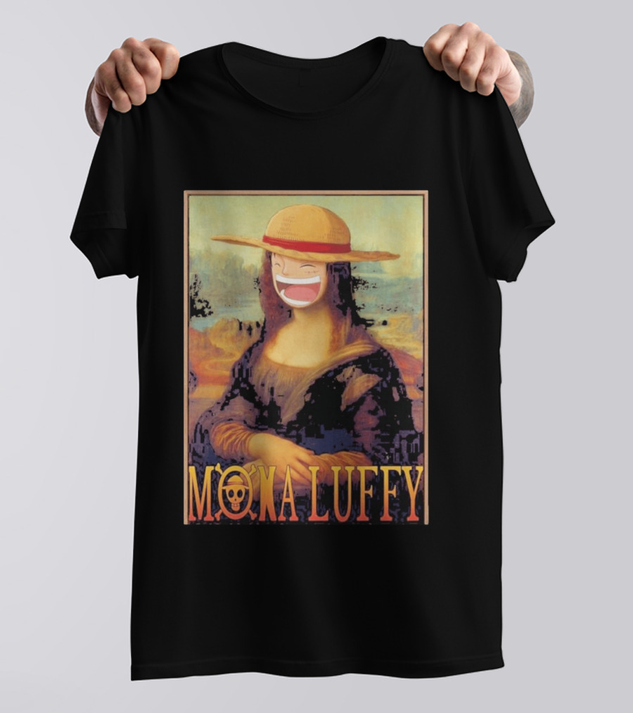 Mona Luffy Anime Mashup Mona Lisa T-Shirt