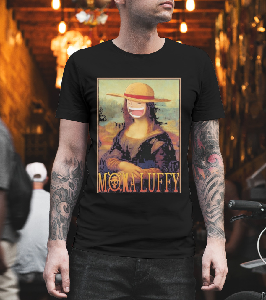 Mona Luffy Anime Mashup Mona Lisa T-Shirt