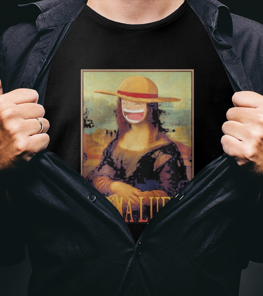 Mona Luffy Anime Mashup Mona Lisa T-Shirt