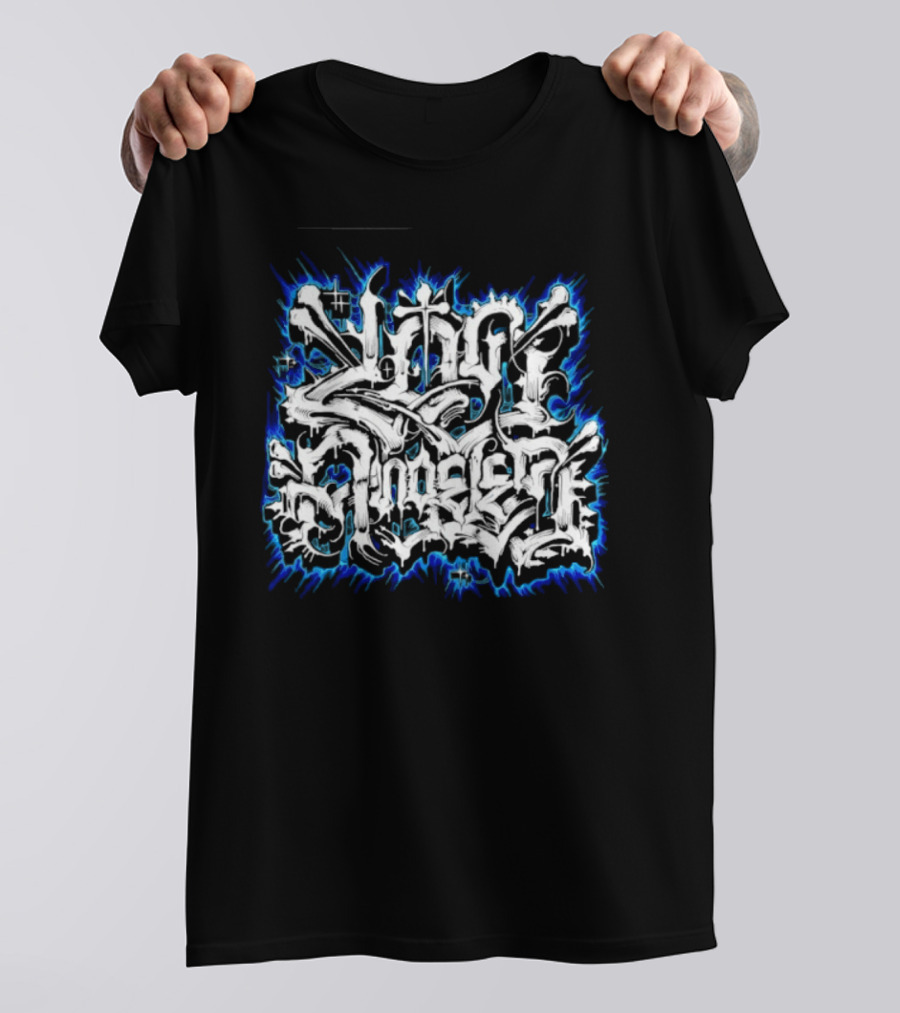Gangster Streetwear Graffiti Urban White Blue Flame T-Shirt