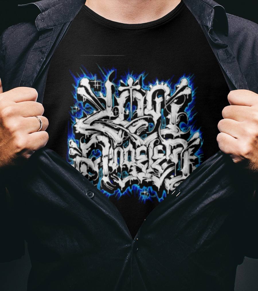 Gangster Streetwear Graffiti Urban White Blue Flame T-Shirt