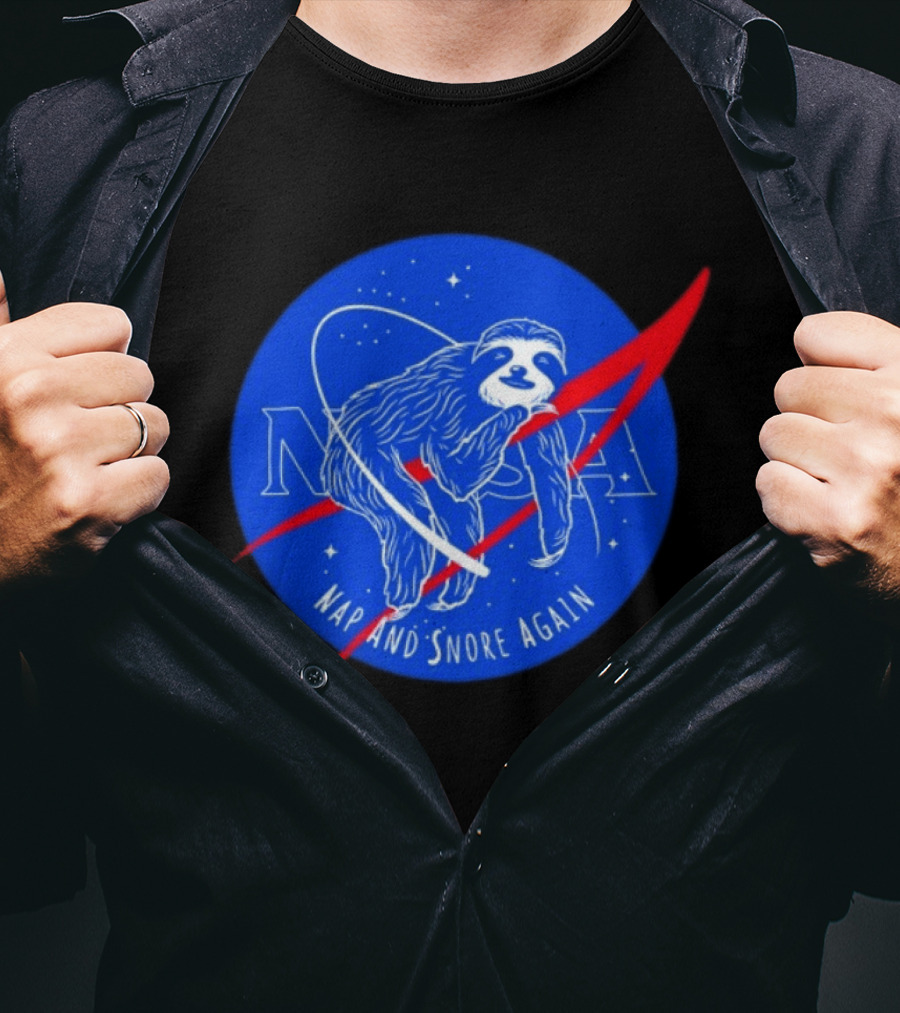 NASA Sloth Nap And Snore Again Space T-Shirt