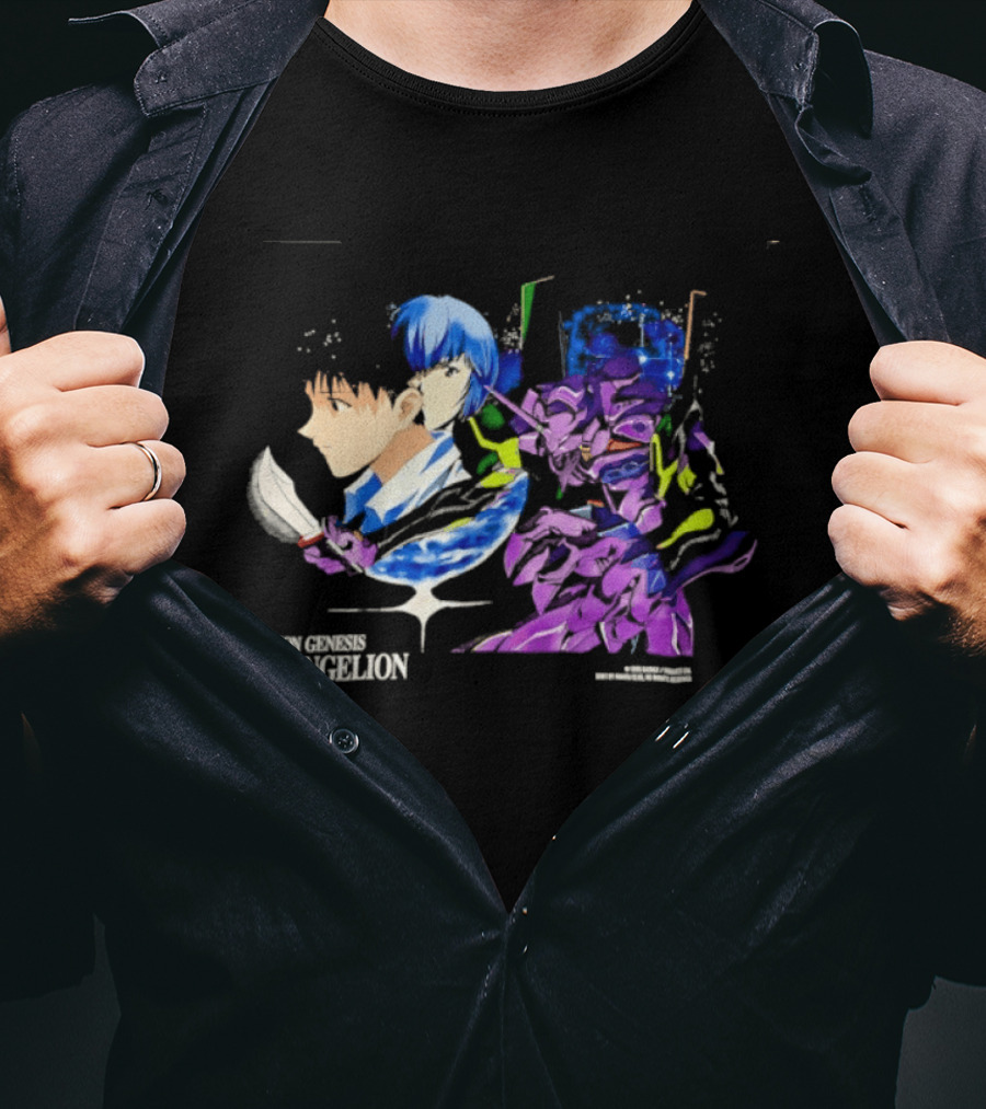 Neon Genesis Evangelion Shinji Ikari Rei Ayanami Eva Unit 01 Anime Iconic Characters T-Shirt