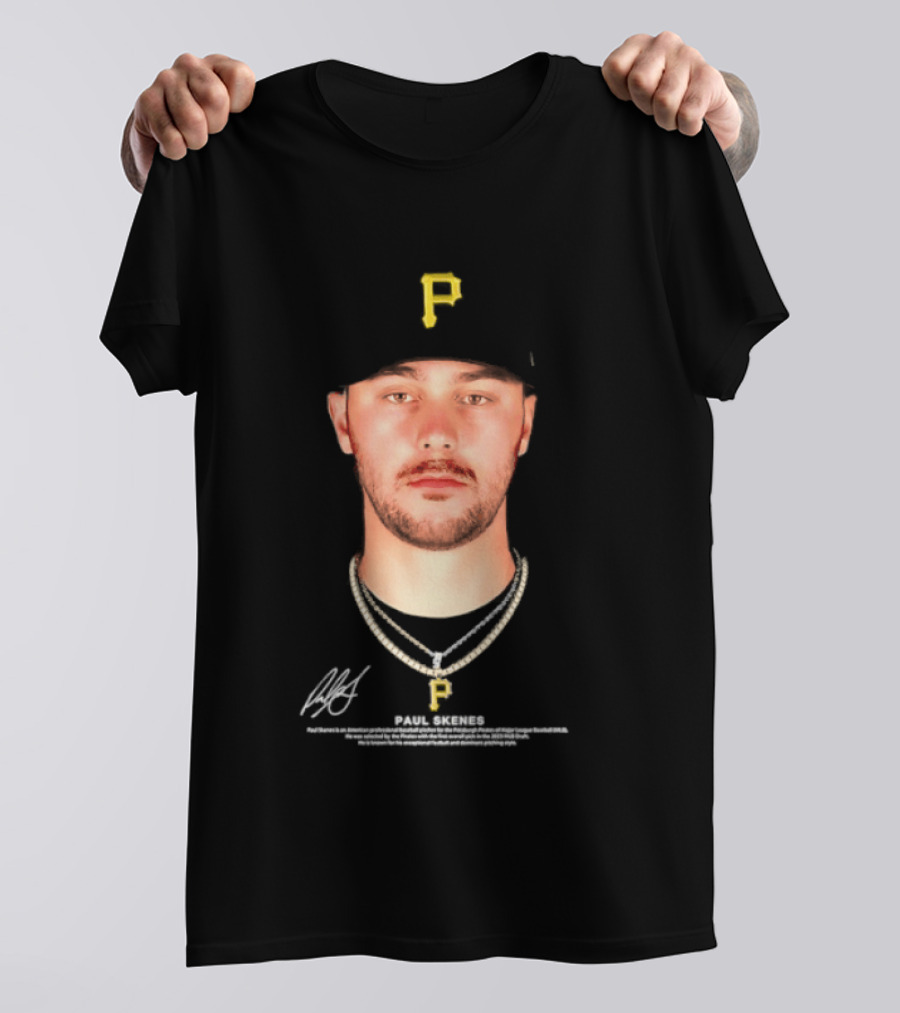 Paul Skenes Pittsburgh Pirates MLB Player Portrait And Signature T-Shirt