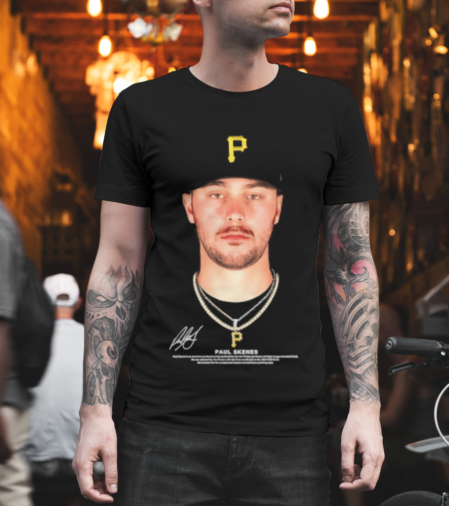 Paul Skenes Pittsburgh Pirates MLB Player Portrait And Signature T-Shirt