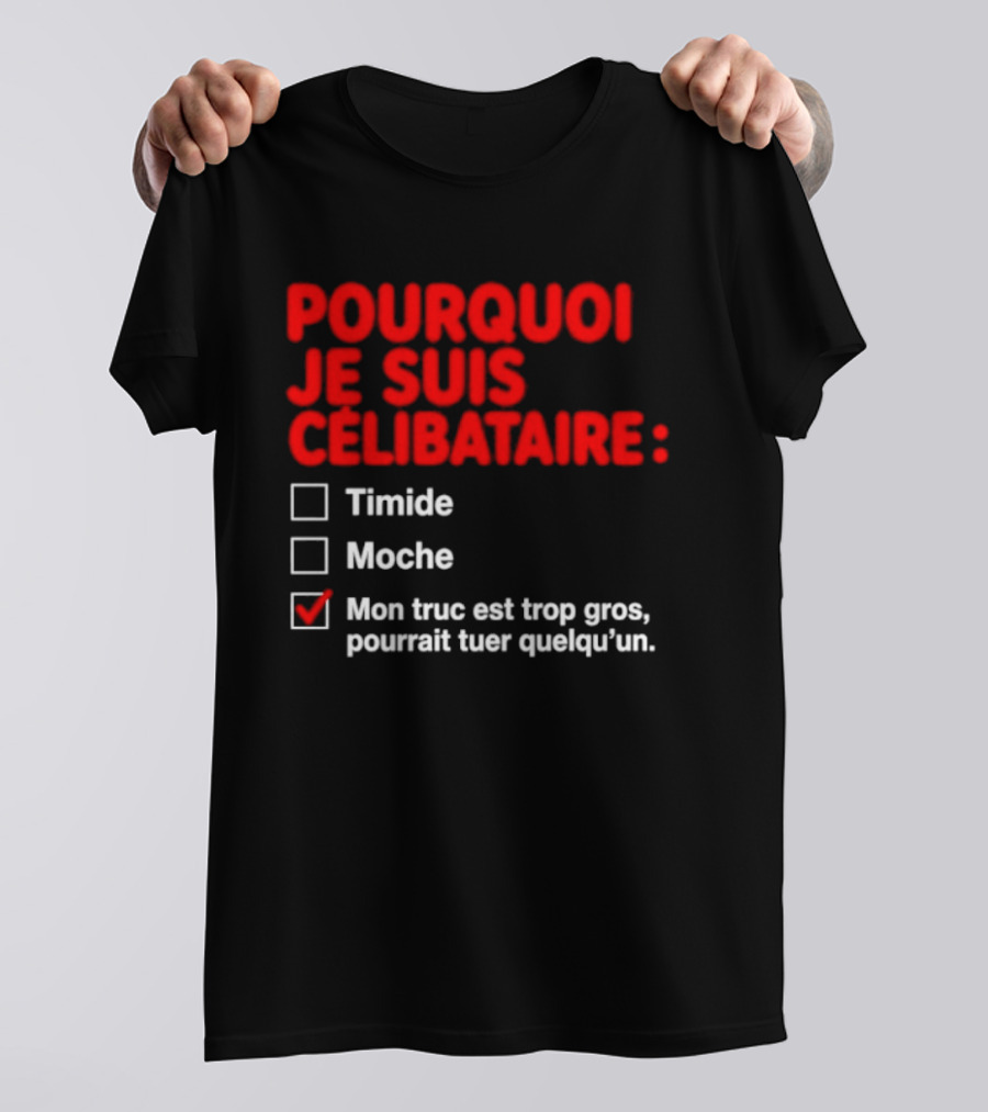 Pourquoi Je Suis Célibataire Mon Truc Est Trop Gros Pourrait Tuer Quelqu'un T-Shirt