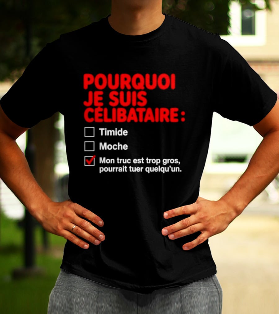 Pourquoi Je Suis Célibataire Mon Truc Est Trop Gros Pourrait Tuer Quelqu'un T-Shirt