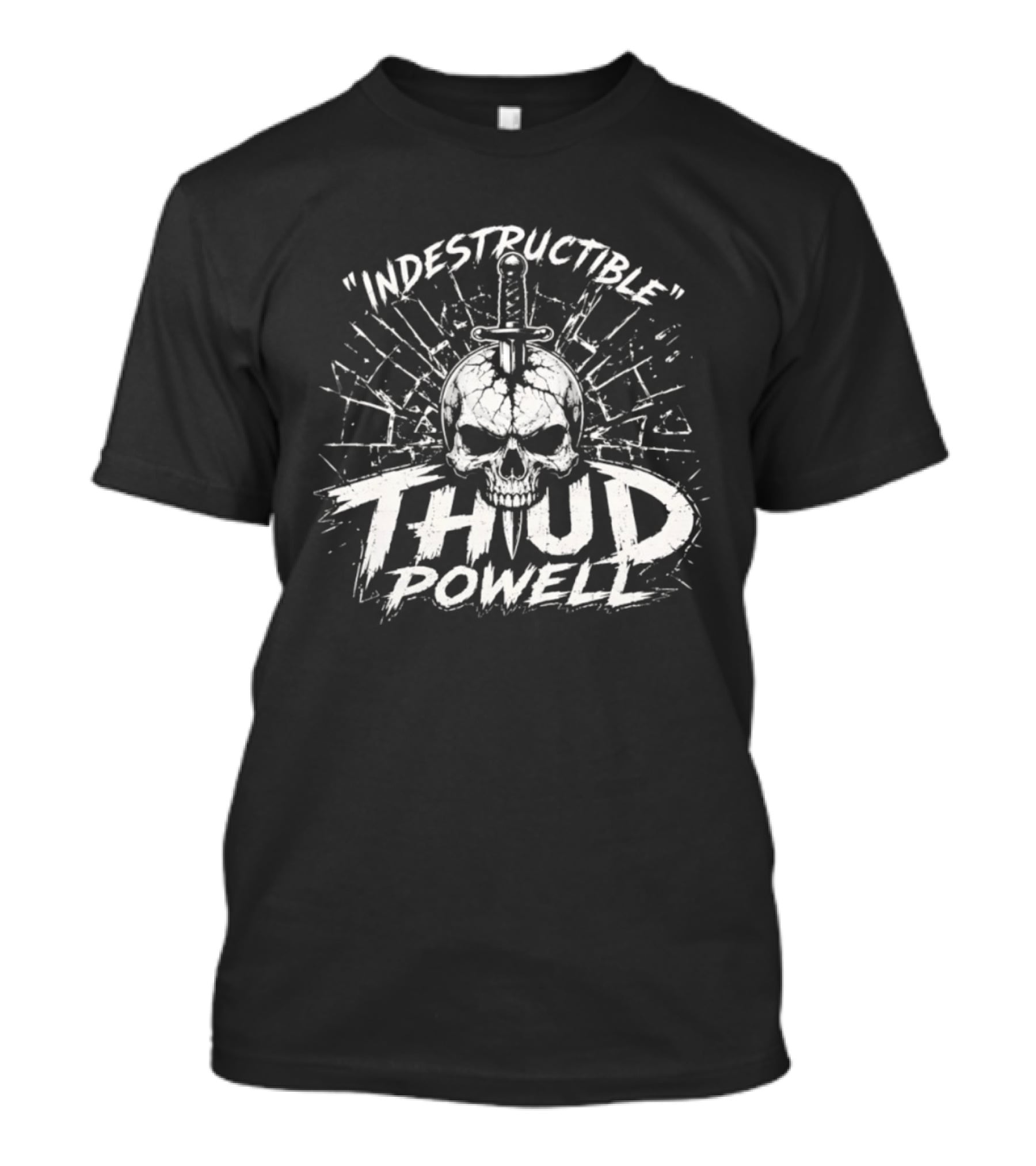 Indestructible Thud Powell Skull Sword Artwork Explosion T-Shirt