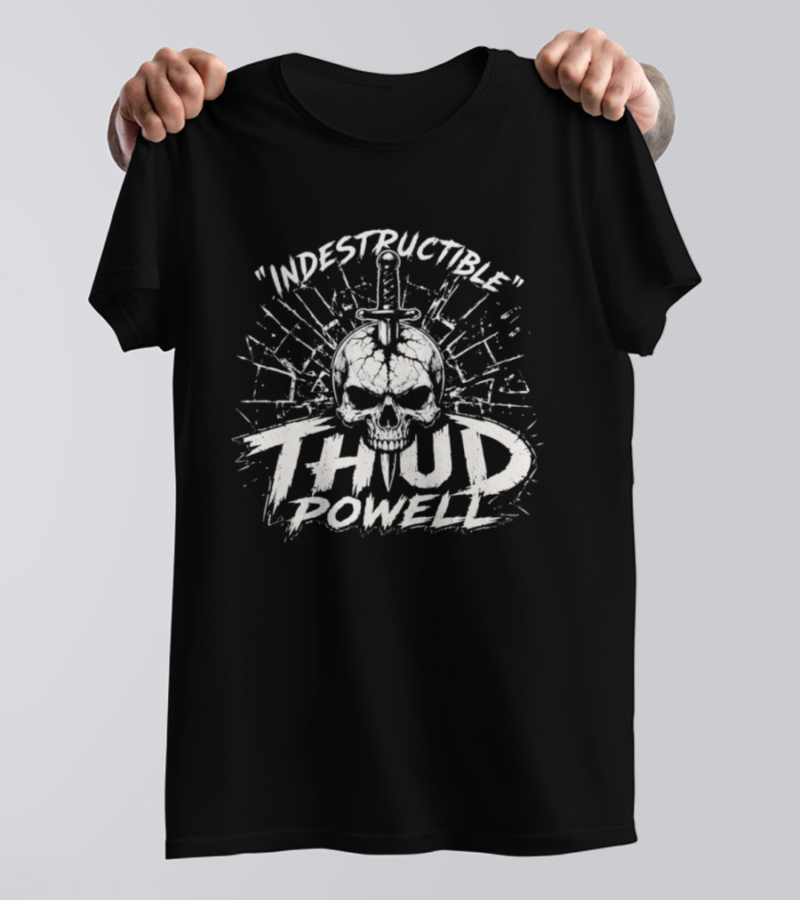 Indestructible Thud Powell Skull Sword Artwork Explosion T-Shirt