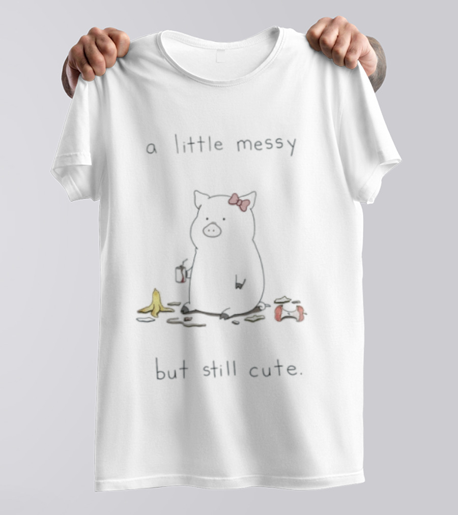 A Little Messy But Still Cute Pig Red Bow Banana Peels T-Shirt