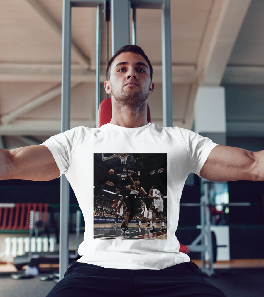 Philadelphia 76ers A.I. LeBron James Iconic Basketball Moment T-Shirt