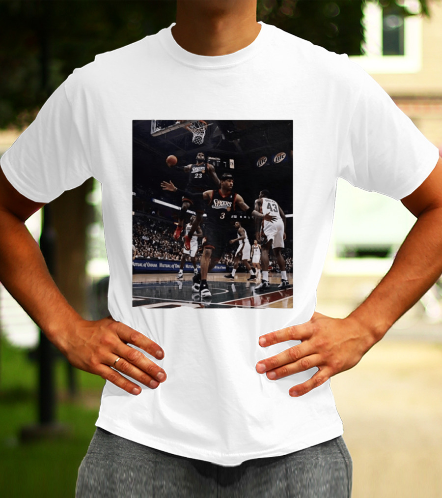 Philadelphia 76ers A.I. LeBron James Iconic Basketball Moment T-Shirt