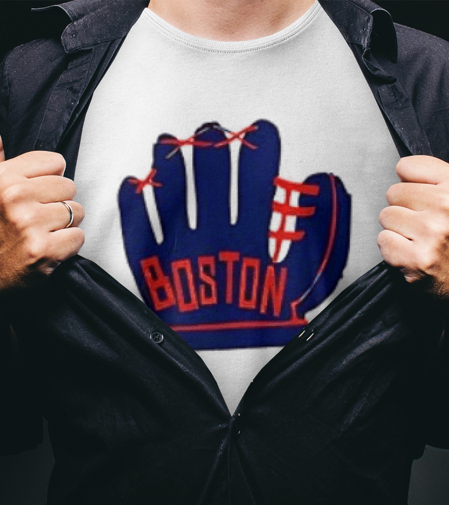 Boston Red Sox MLB Hat And Glove Baseball Club T-Shirt