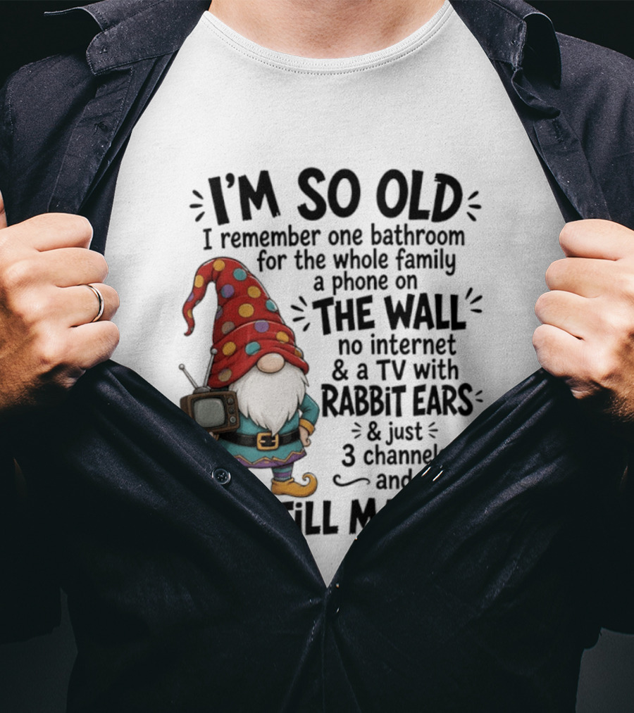 I'm So Old I Remember Gnomes TV With Rabbit Ears No Internet We Still Made It T-Shirt
