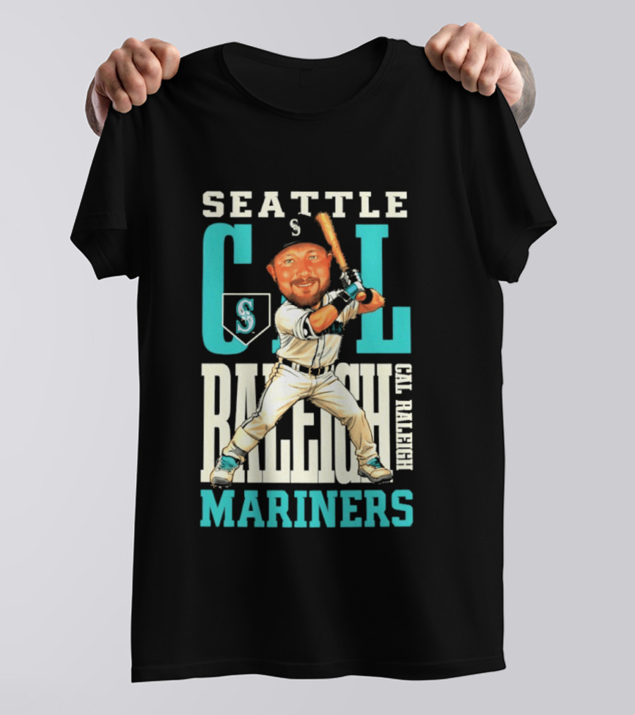 Seattle Mariners Cal Raleigh Baseball Caricature Mariners T-Shirt
