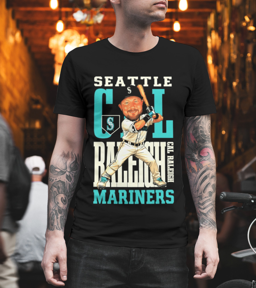 Seattle Mariners Cal Raleigh Baseball Caricature Mariners T-Shirt