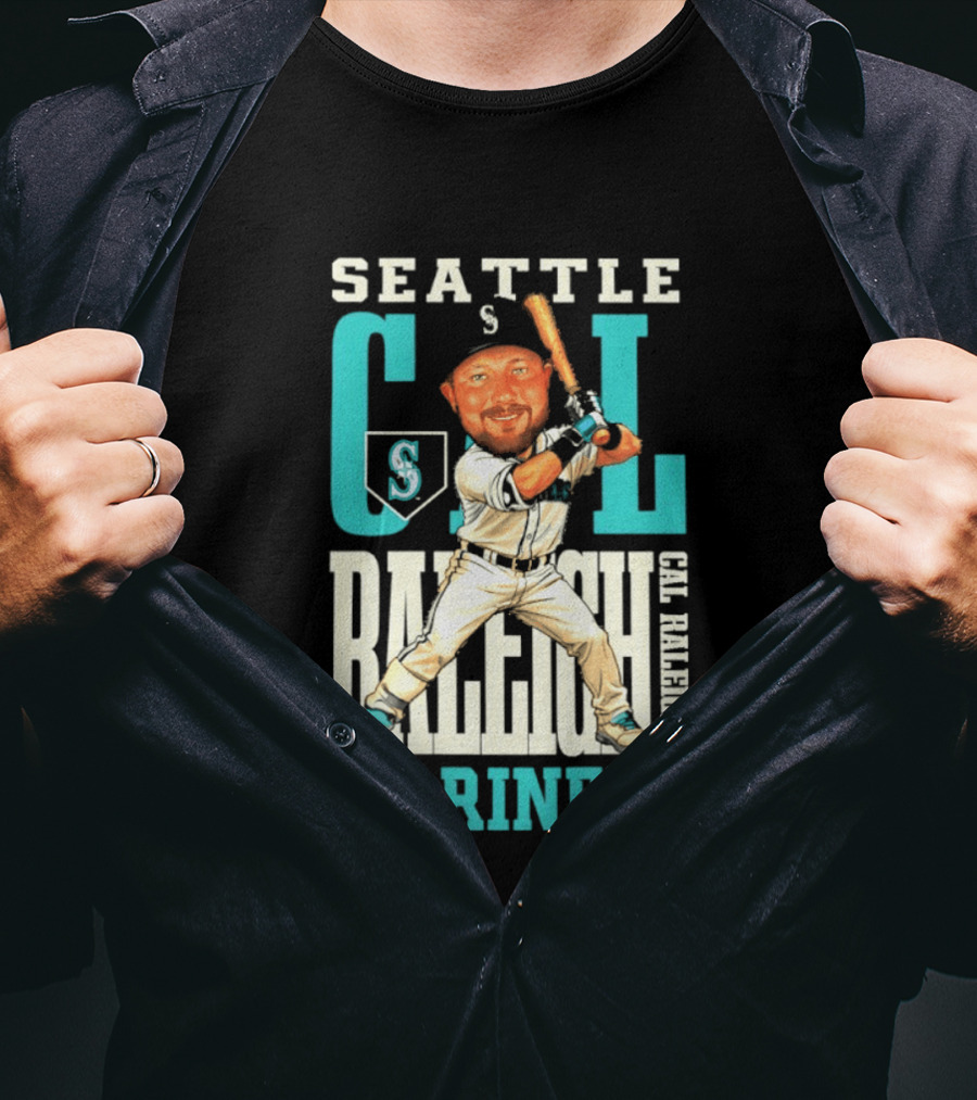 Seattle Mariners Cal Raleigh Baseball Caricature Mariners T-Shirt