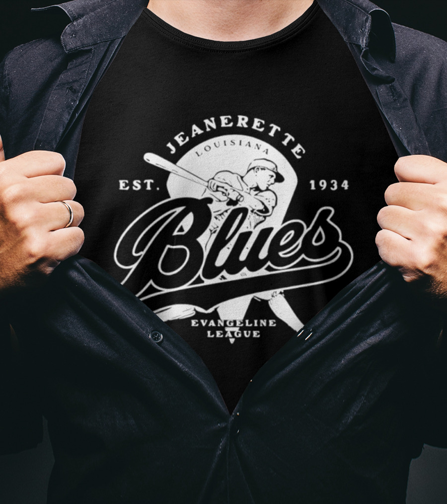 Jeanerette Louisiana Blues Est 1934 Evangeline League Baseball Team T-Shirt