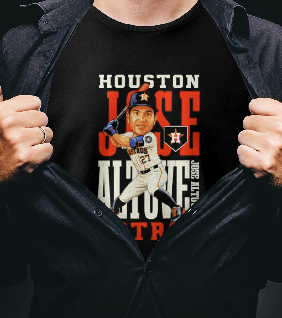 Houston Astros Jose Altuve Baseball Caricature T-Shirt