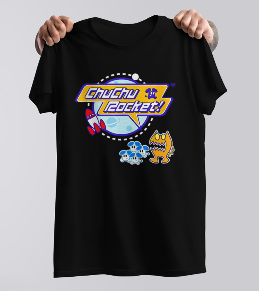 ChuChu Rocket Iconic Game Logo With Spaceship And Characters T-Shirt
