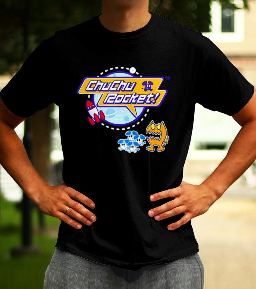 ChuChu Rocket Iconic Game Logo With Spaceship And Characters T-Shirt