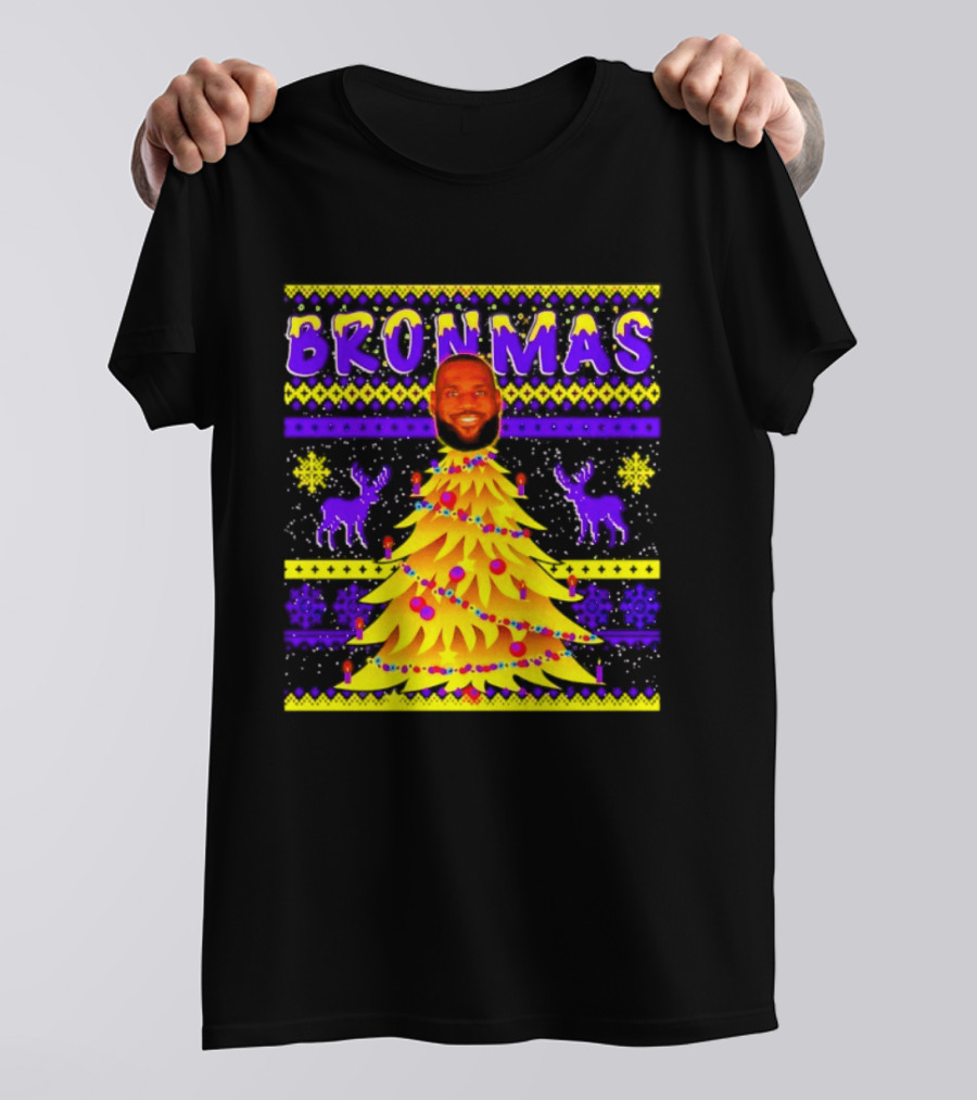 LeBron James Bronmas Christmas Tree Philadelphia 76ers Festive Reindeer T-Shirt