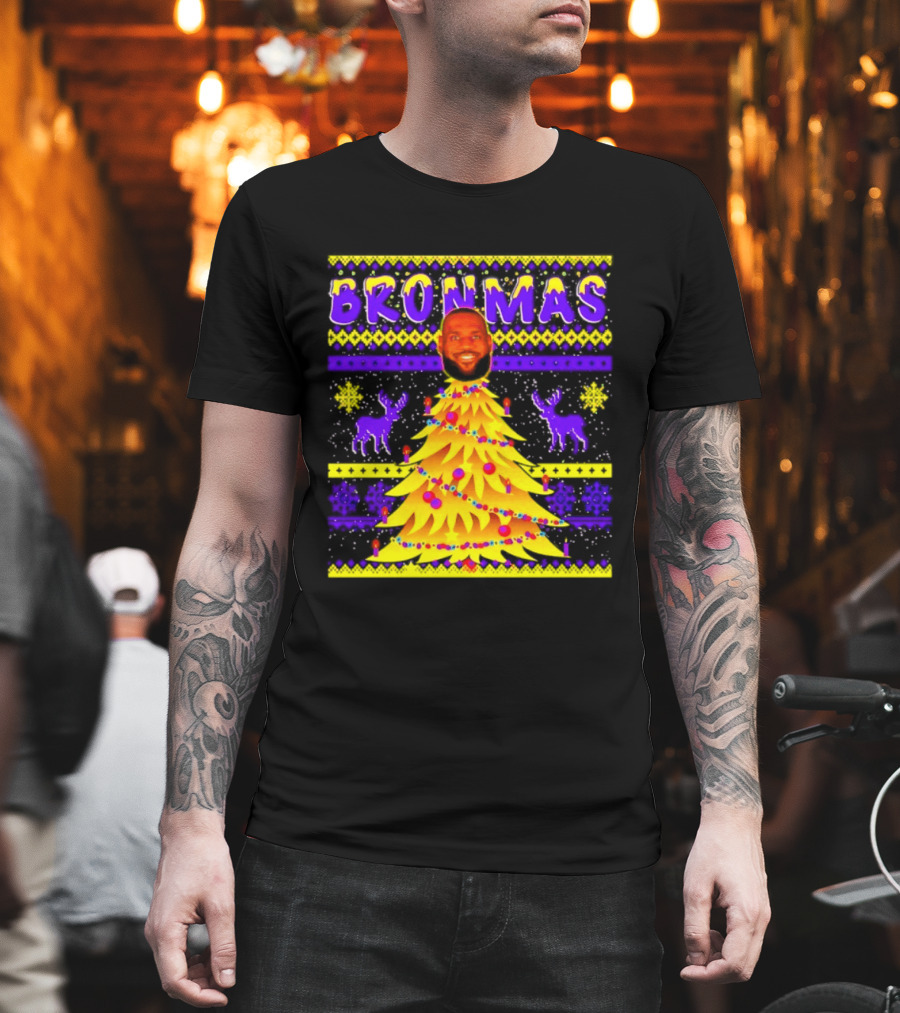 LeBron James Bronmas Christmas Tree Philadelphia 76ers Festive Reindeer T-Shirt