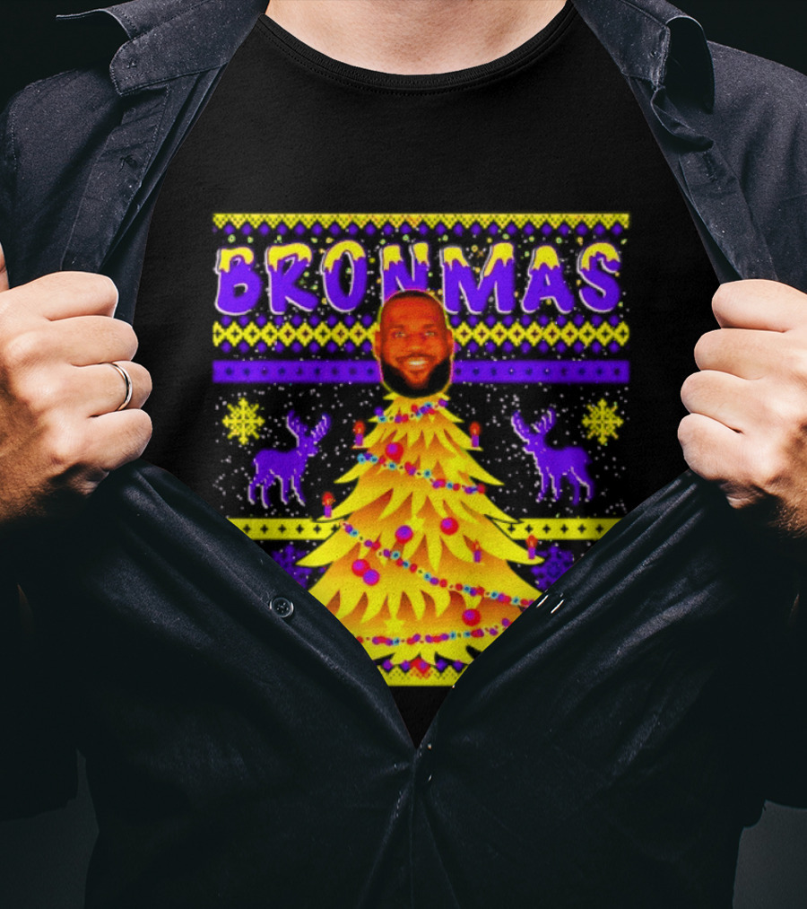 LeBron James Bronmas Christmas Tree Philadelphia 76ers Festive Reindeer T-Shirt